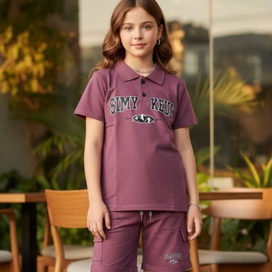 صورة طقم بناتي صيفي بشورت كارغو